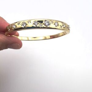 18k laminated gold Elegant Bangle with Crystal Accents into the night